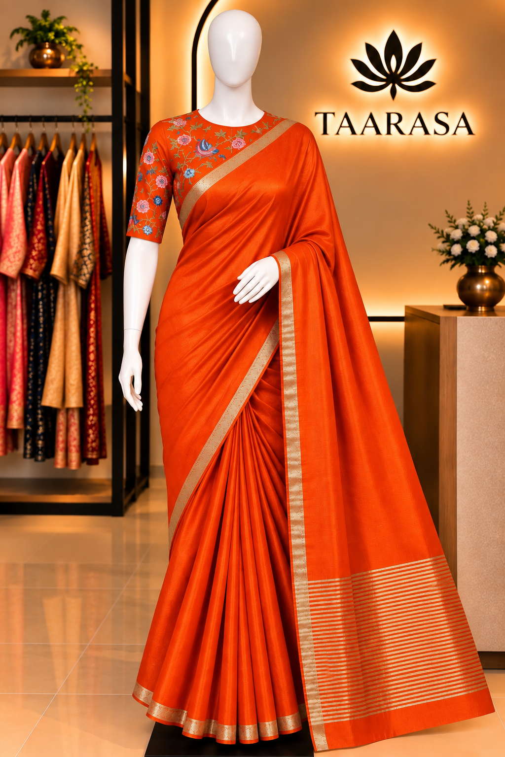 Semi Mysore silk saree with embroidered blouse M03