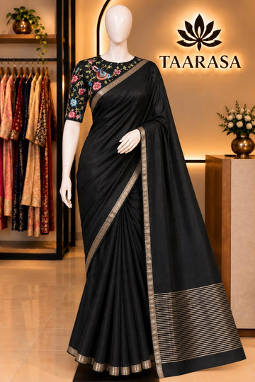 Semi Mysore silk saree with embroidered blouse M03