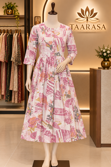 White and Pink Feeding Kurti
