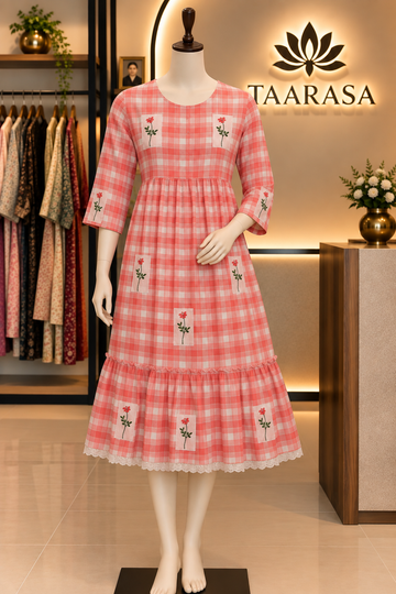 Peach Checks Kurti K33