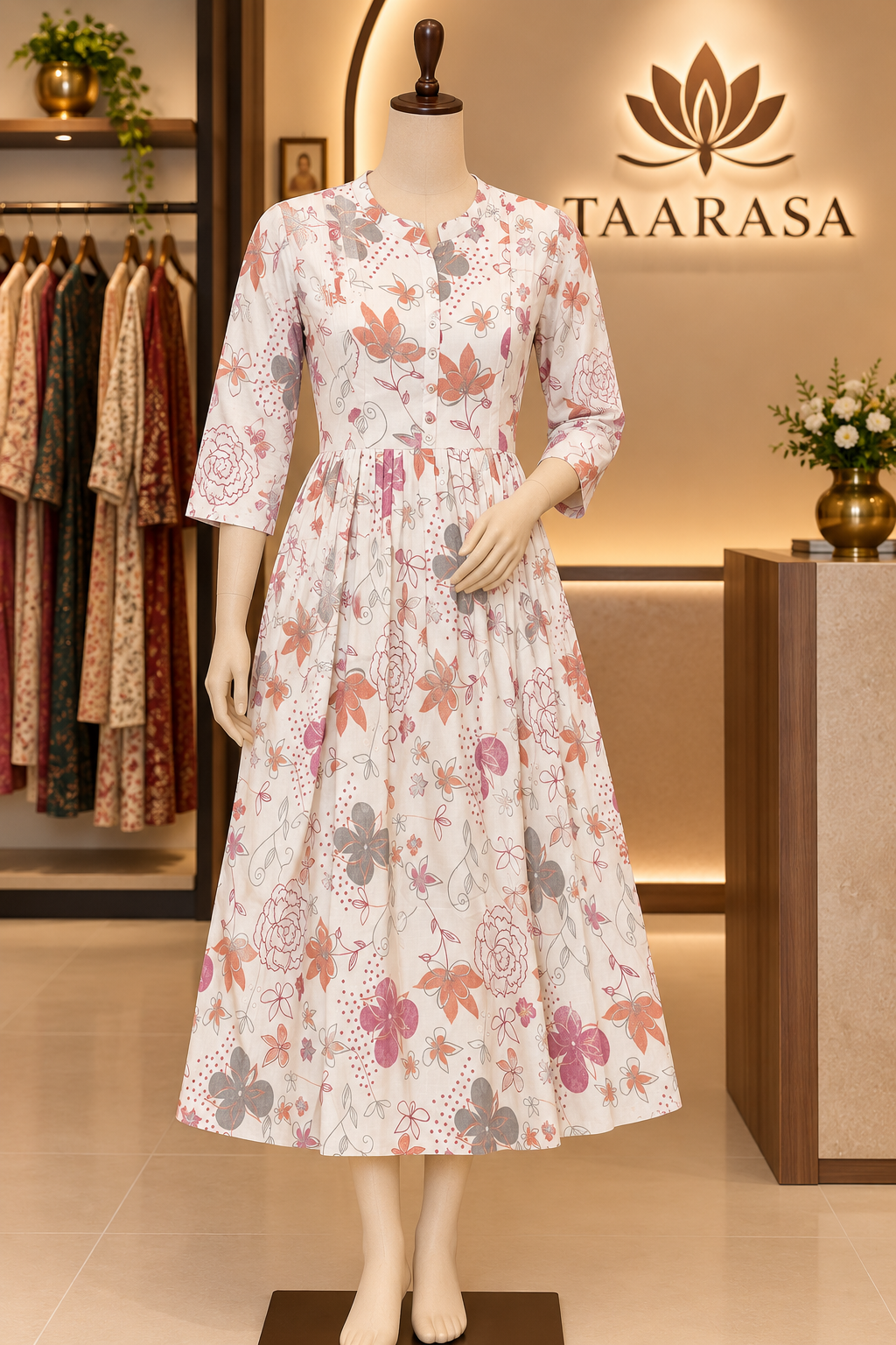 White Floral feeding Kurti
