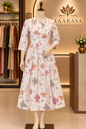White Floral feeding Kurti
