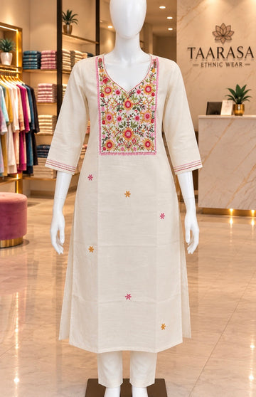 Khadi Cotton Kurti with multicolor work K13