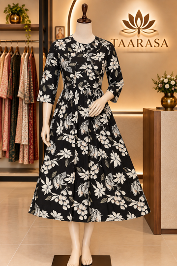 Black Floral Feeding Kurti