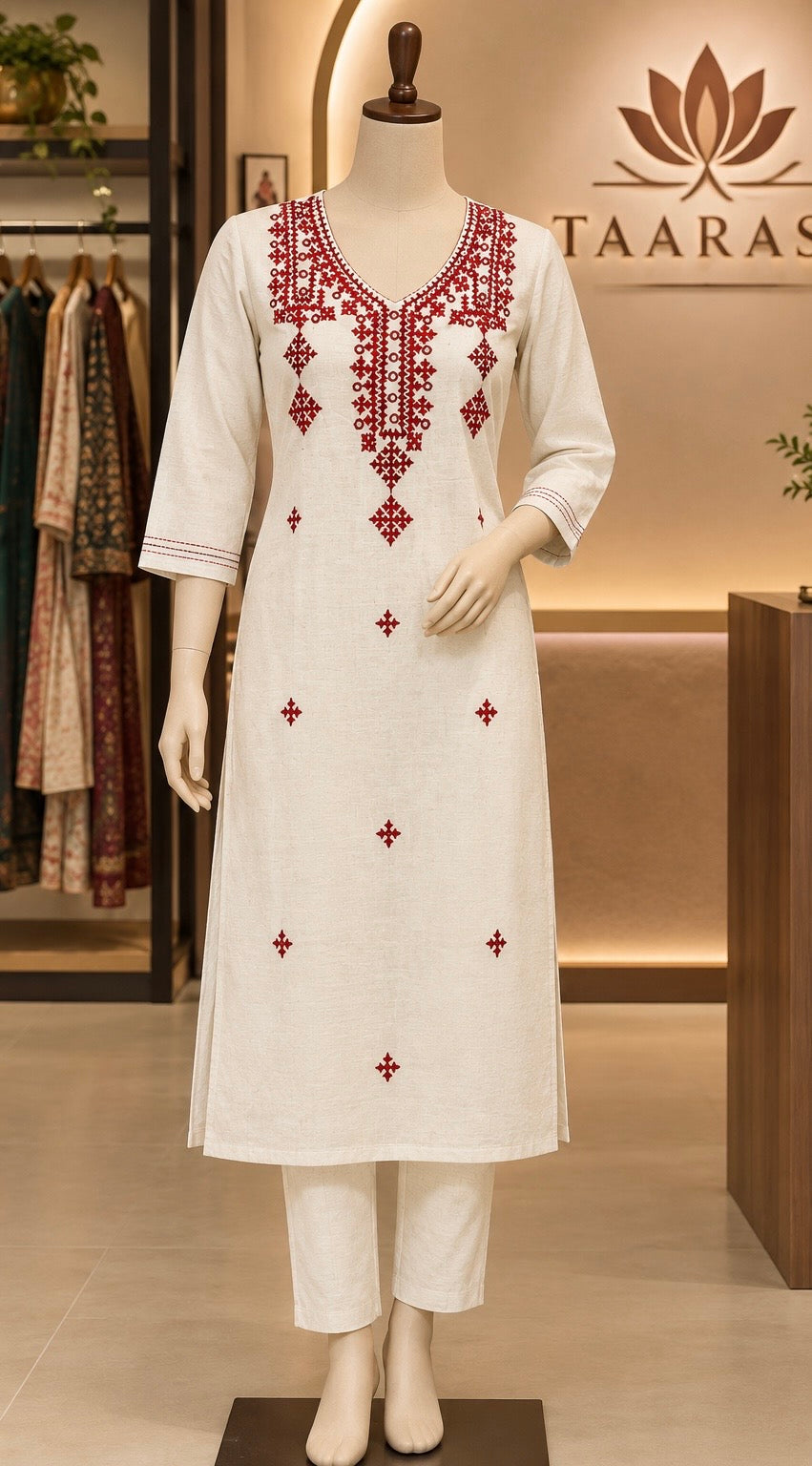 Khadi Cotton Kutch work Kurti K11
