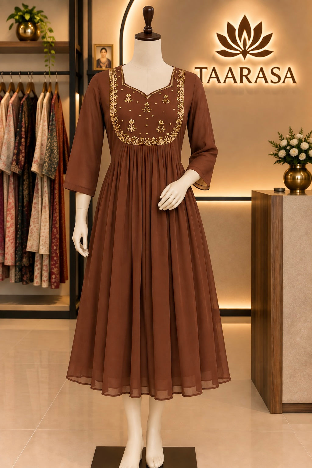 Chocolate brown georgette Kurti