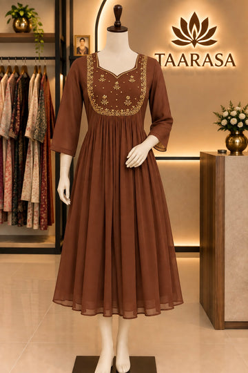 Chocolate brown georgette Kurti