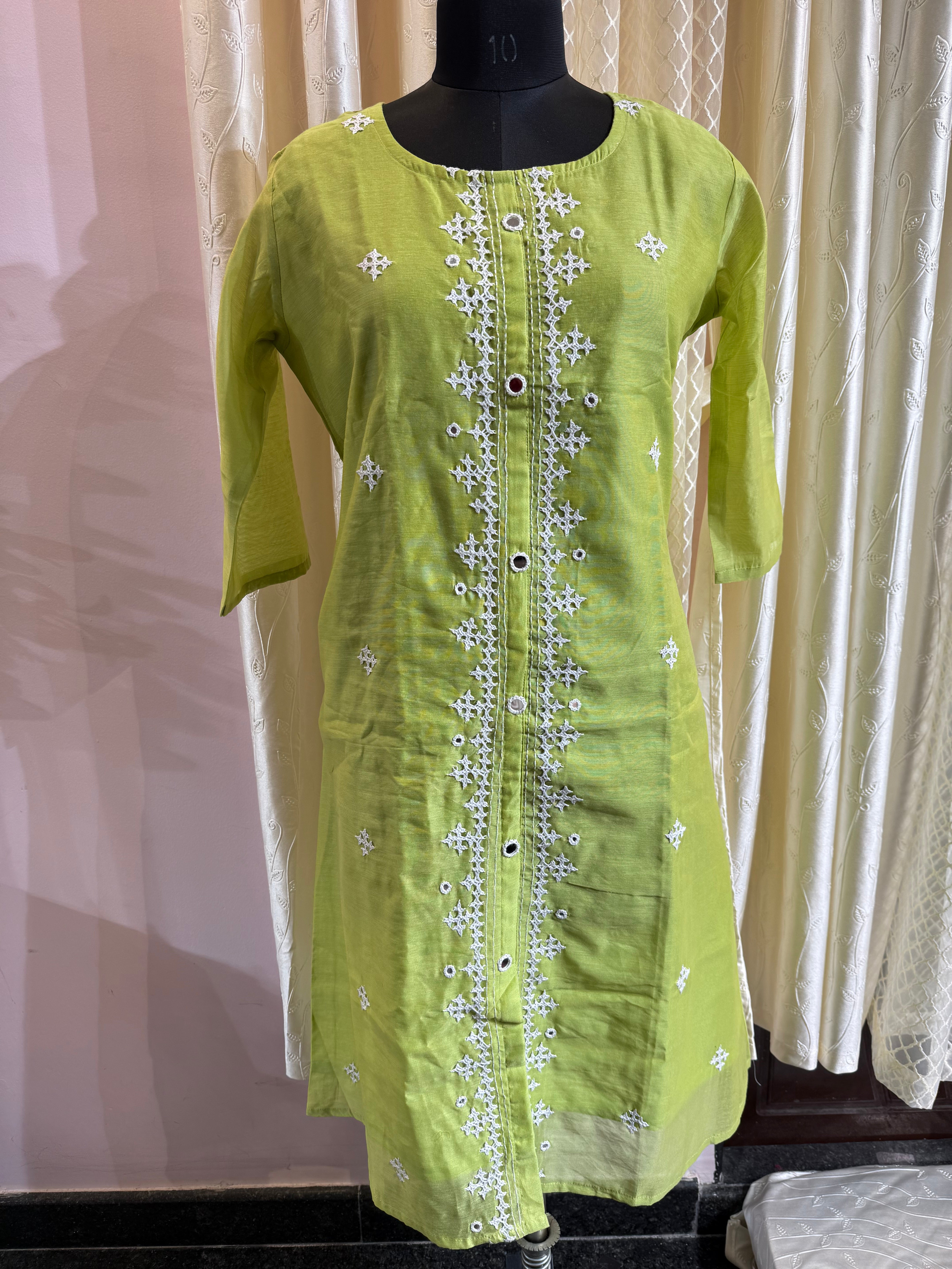 Kutch work Chanderi Kurti