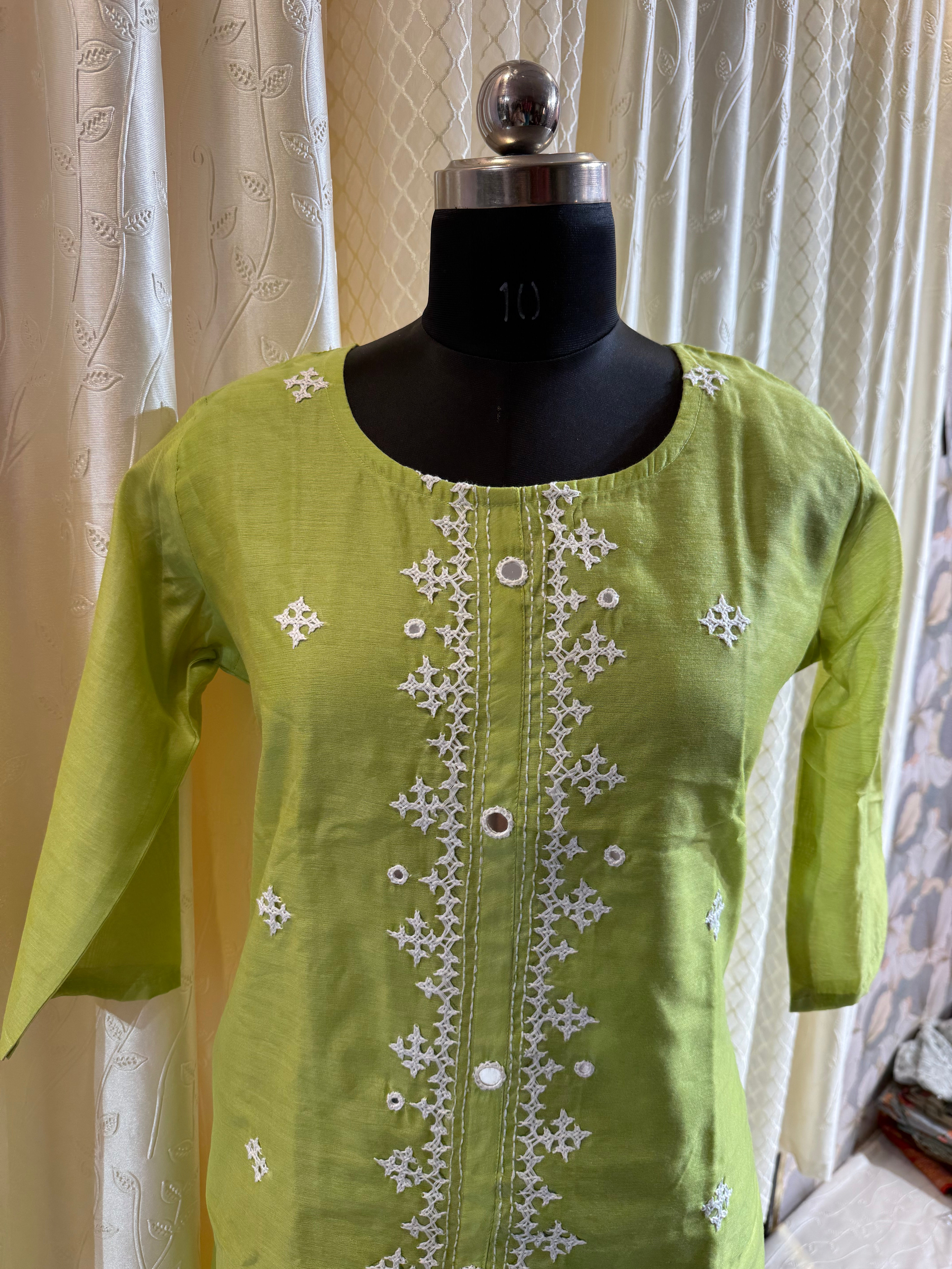 Kutch work Chanderi Kurti