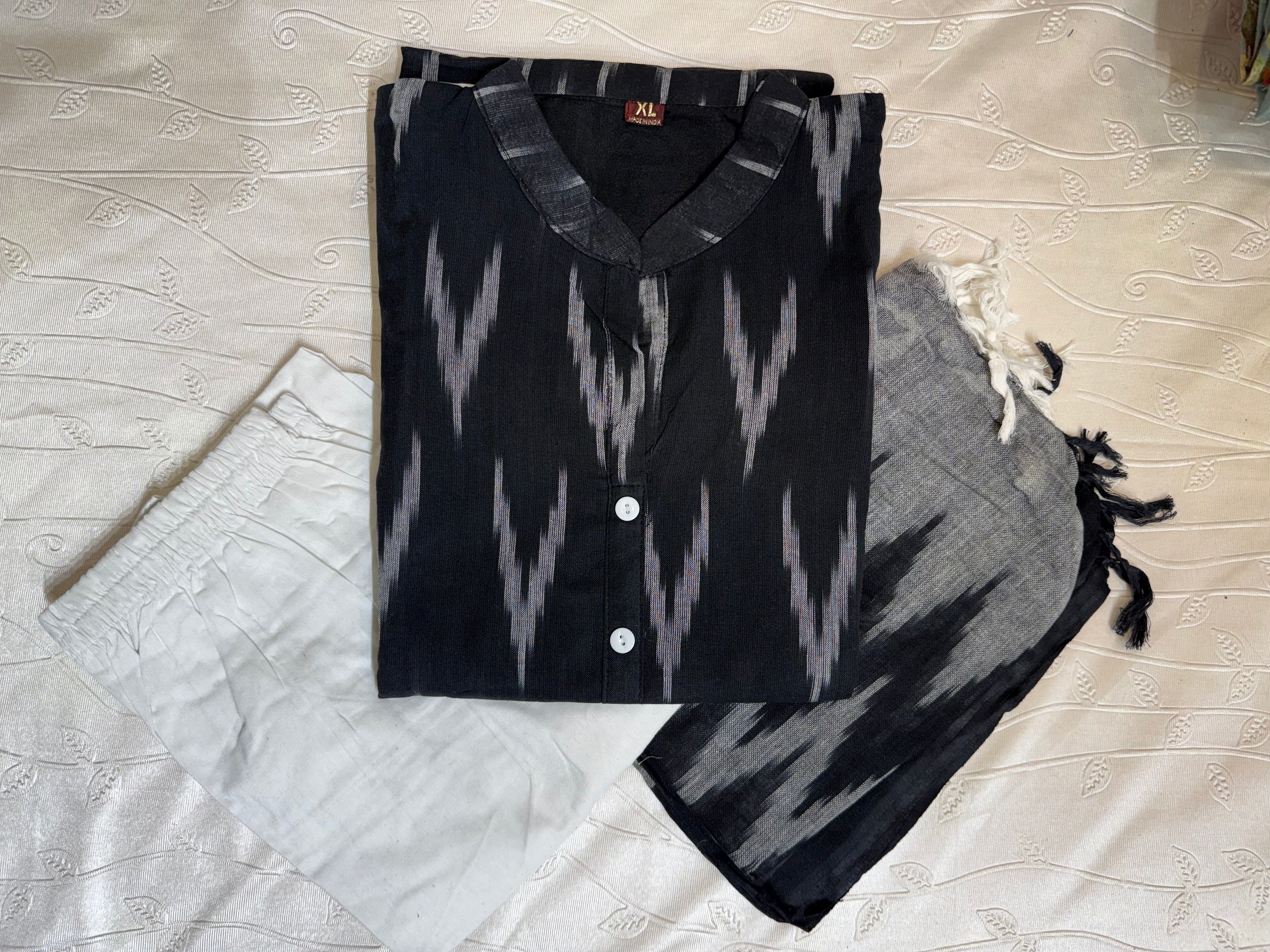 Ikkat 3pc cotton dress