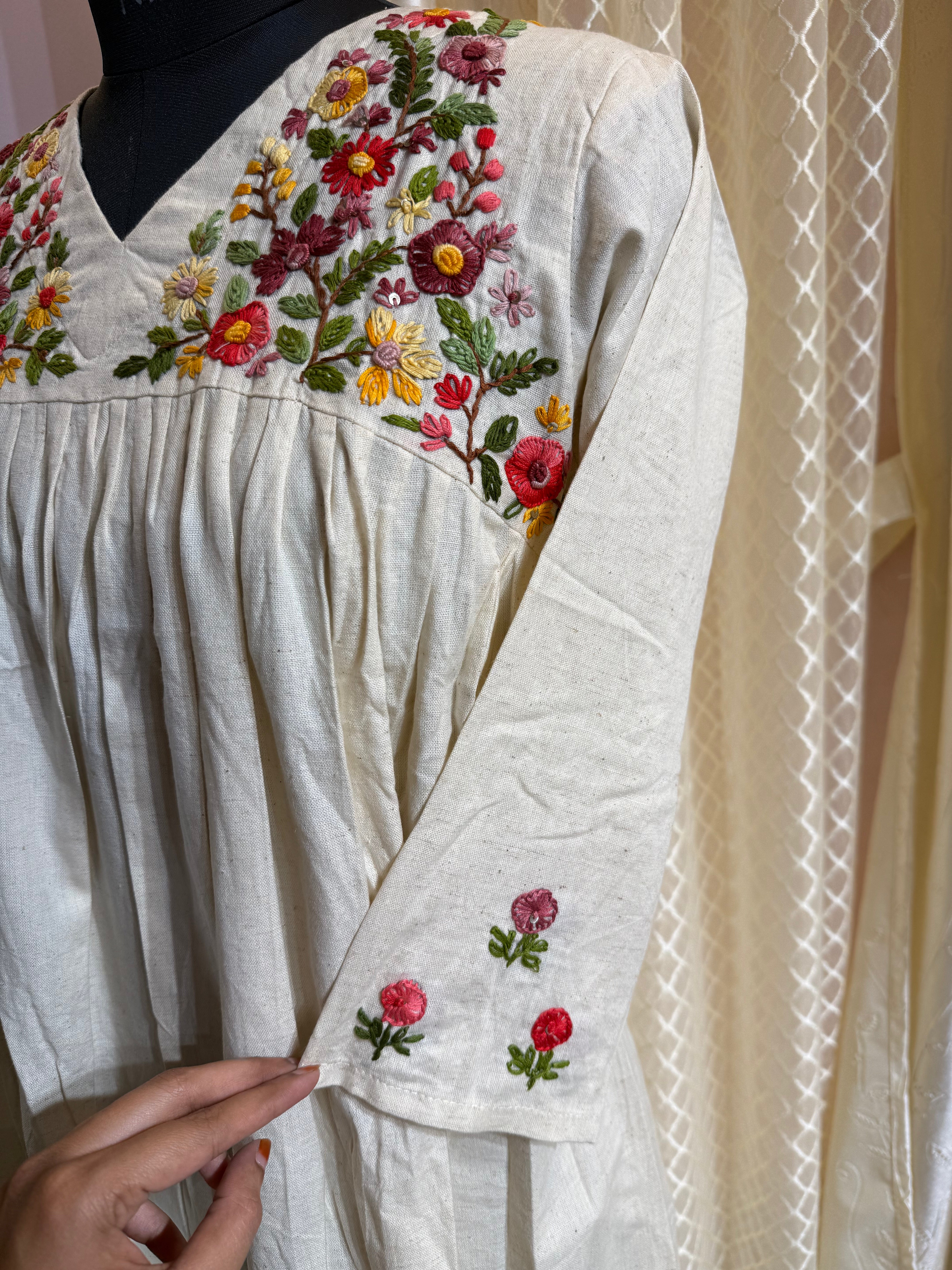 Off White Khadi Cotton Kurti