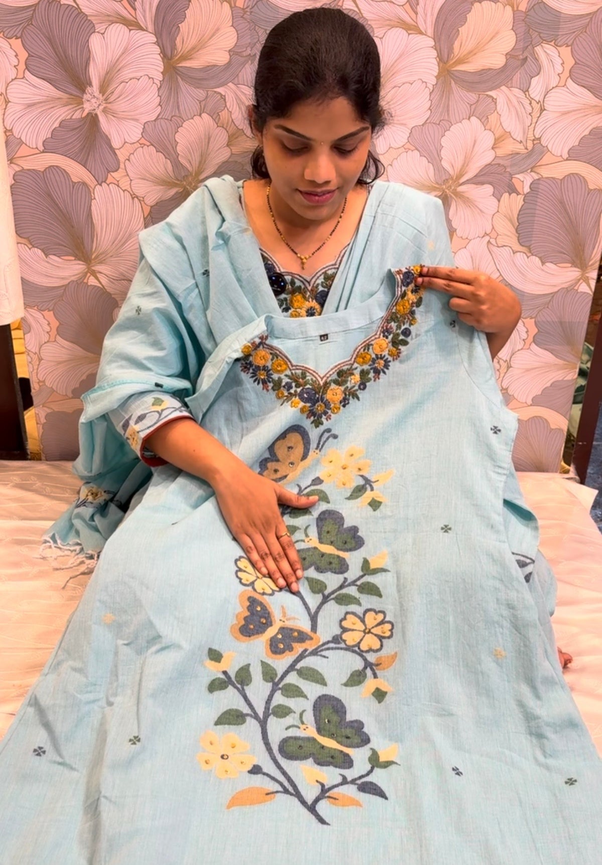 Pastel blue jamdani dress