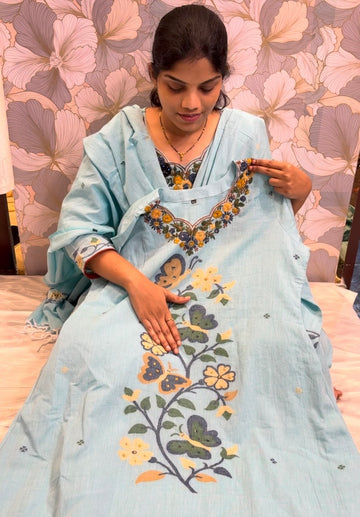 Pastel blue jamdani dress